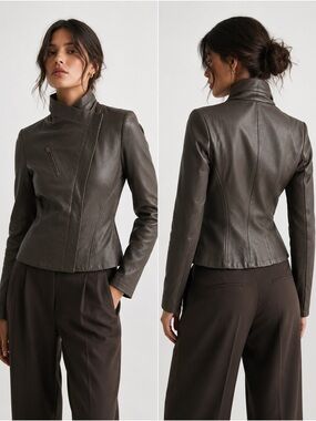 Aritzia A Moveable Feast Brown Lamb Leather Jacket (Size S)